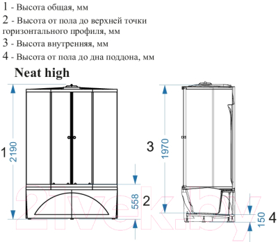 Душевая кабина Domani-Spa Neat High / DS01N158HBCl10 (черный/прозрачное стекло)