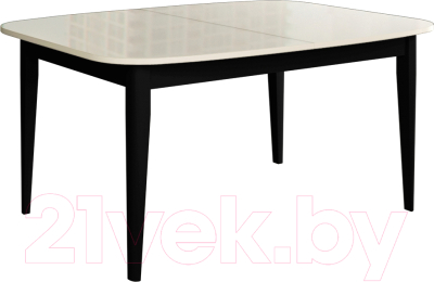 Обеденный стол Васанти Плюс Партнер ПС-11 120-160x80 (бежевый глянец/черный)