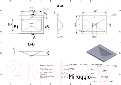 Умывальник Miraggio Lora Matt