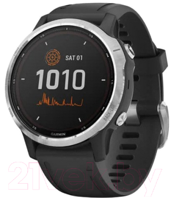 Умные часы Garmin Fenix 6 Solar / 010-02409-00 (серебристый/черный)