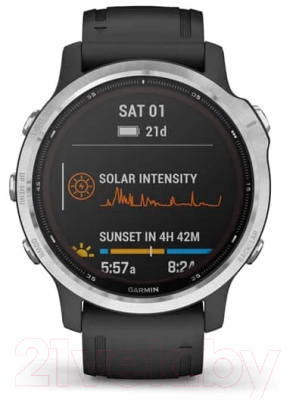 Умные часы Garmin Fenix 6 Solar / 010-02409-00 (серебристый/черный)