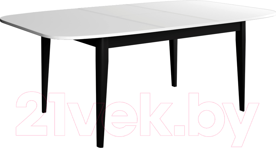 Обеденный стол Васанти Плюс Партнер ПС-24 120-160x80 М (белый матовый/черный)