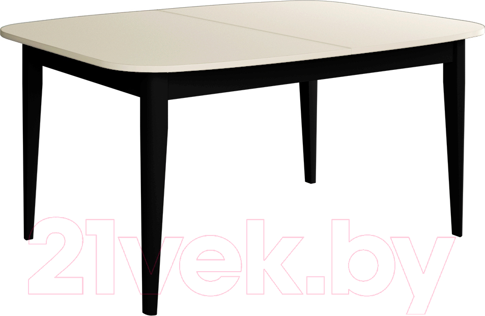 Обеденный стол Васанти Плюс Партнер ПС-25 120-160x80 М (бежевый матовый/черный)