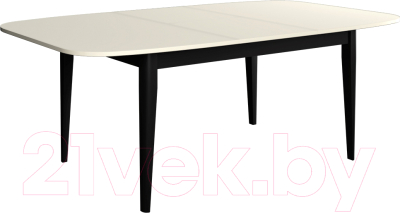 Обеденный стол Васанти Плюс Партнер ПС-25 120-160x80 М (бежевый матовый/черный)