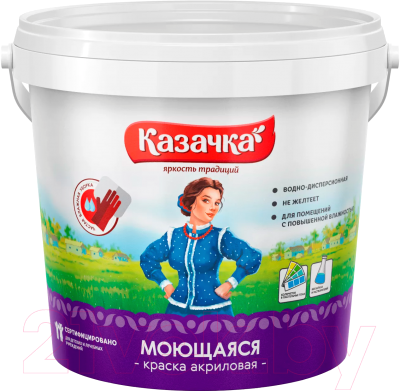 

Краска Казачка, Белый, Моющаяся ВД-АК