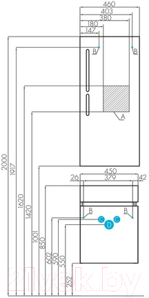 Тумба с умывальником Акватон Эклипс М 46 (1A1728K1EK49L)