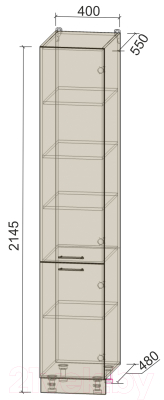 Шкаф-пенал кухонный Интерлиния Компо НШП-№2-2145 (дуб белый/дуб серый)