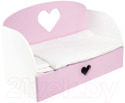 Аксессуар для пупса Paremo Диван-кровать Сердце Мини / PFD120-16M (розовый)