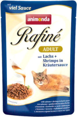 

Корм для кошек Animonda, Rafine Adult с лососем и креветками в соусе из трав
