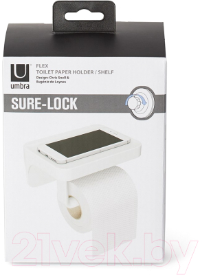 Держатель для туалетной бумаги Umbra Flex с полочкой 1014159-660 (белый)