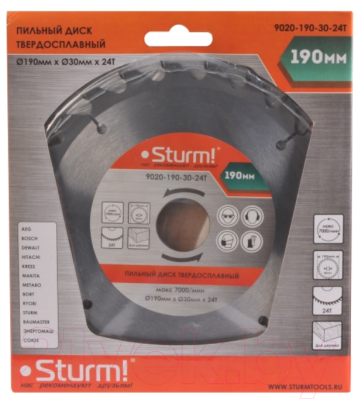 Пильный диск Sturm! 9020-190-30-24T