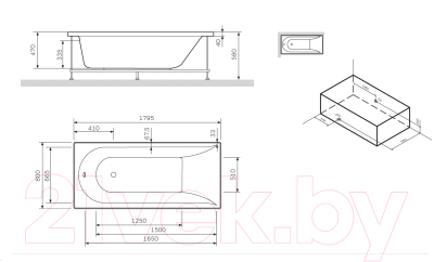 Каркас AM.PM Spirit W72A-180-080W-R2