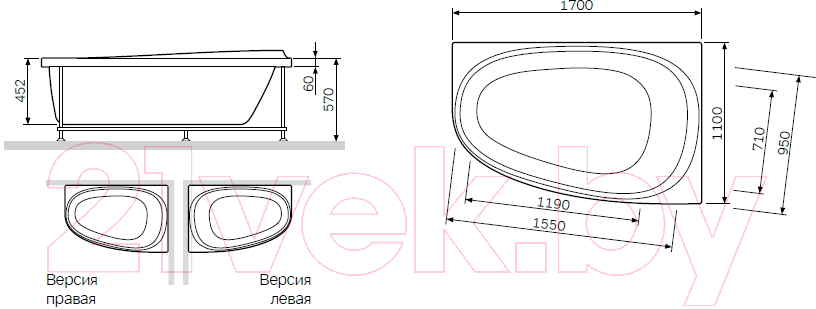 Экран для ванны AM.PM Like W80A-170U110W-P