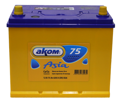 

Автомобильный аккумулятор, 6CT-75VL Asia