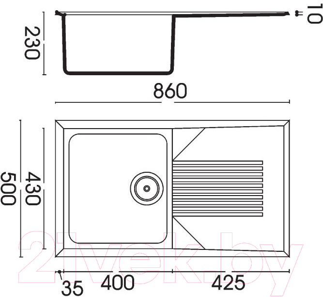 Мойка кухонная Elleci Tekno 400 Bianco Antico G62