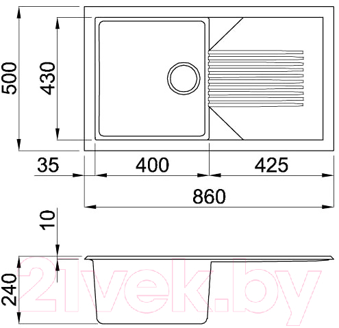 Мойка кухонная Elleci Tekno 400 Titanium M73 / LMT40073