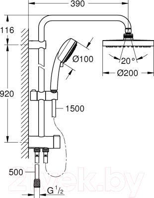 Душевая система GROHE New Tempesta Cosmopolitan 200 26453001