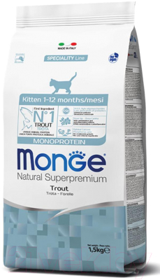 Сухой корм для кошек Monge Monoprotein Kitten Trout (1.5кг)
