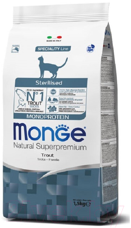 Сухой корм для кошек Monge Monoprotein Sterilized Trout (1.5кг)