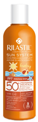 Лосьон солнцезащитный Rilastil Sun System PPT Baby SPF 50+ для чувствит. кожи с Pro-DNA Complex (200мл)