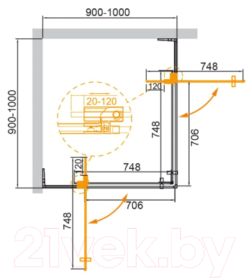 Душевой уголок Cezares SLIDER-A-2-90-C-Cr