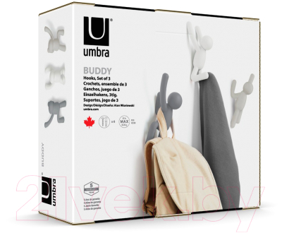 Набор крючков для одежды Umbra Buddy 318165-023 (серый)