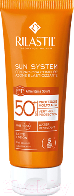 Лосьон солнцезащитный Rilastil Sun System PPT SPF50+ для чувствит. кожи с Pro-DNA Complex (100мл)