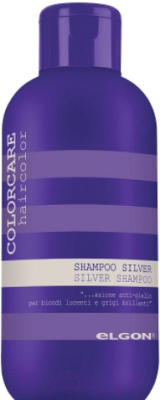 Оттеночный шампунь для волос Elgon Color Care с серебристым оттенком (300мл)