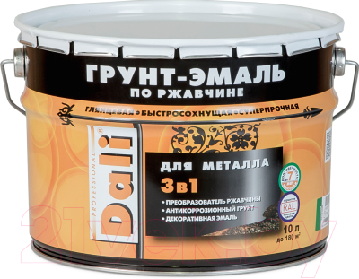 

Эмаль DALI, Серый, По ржавчине 3в1 RAL7004