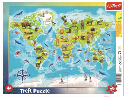 Пазл Trefl Карта мира с животными / 31340 (25эл)