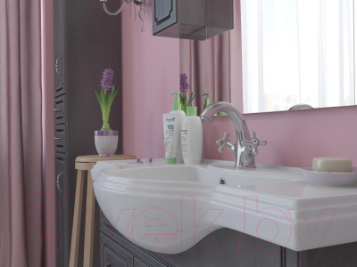 Шкаф с зеркалом для ванной Какса-А Патина 105 / 459775 (серый/черный)