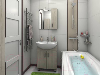 Шкаф с зеркалом для ванной Какса-А Сантана 50 / 458401 (универсальный)