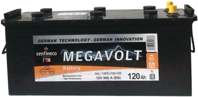 Автомобильный аккумулятор Senfineco Megavolt 1387L/120-120 (120 А/ч)