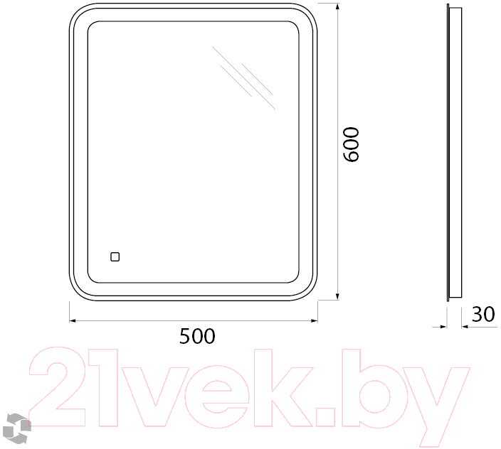 Зеркало BelBagno SPC-MAR-500-600-LED-TCH