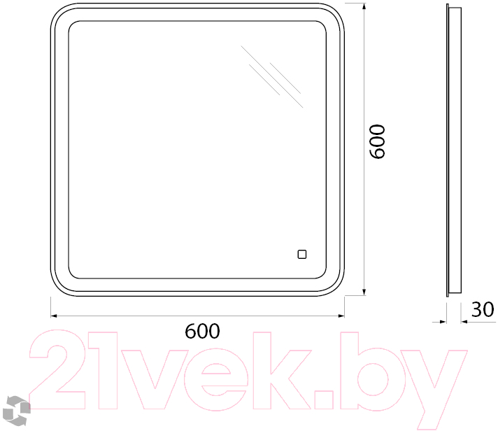 Зеркало BelBagno SPC-MAR-600-600-LED-TCH