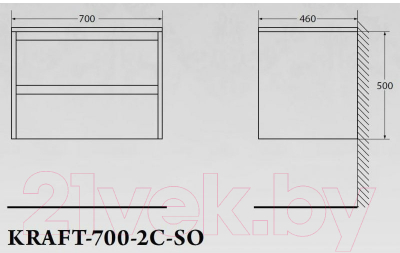 Купить Тумба под умывальник BelBagno KRAFT-700-2C-SO-RT  