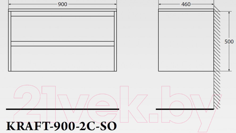 Тумба под умывальник BelBagno KRAFT-900-2C-SO-BO