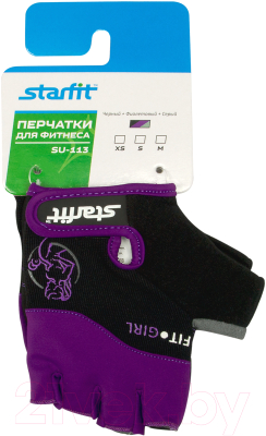 Перчатки для фитнеса Starfit SU-113 (M, черный/фиолетовый/серый)