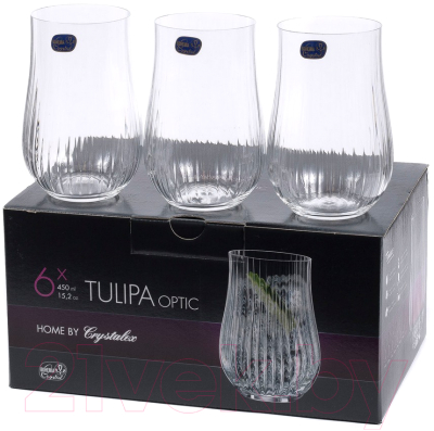 Набор стаканов Bohemia Crystal Tulipa Optic 25300/36/450 (6шт)
