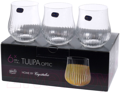 Набор стаканов Bohemia Crystal Tulipa Optic 25300/36/350 (6шт)