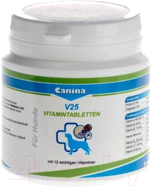 Кормовая добавка для животных Canina V25 Vitamintabletten / 110100 (100г)
