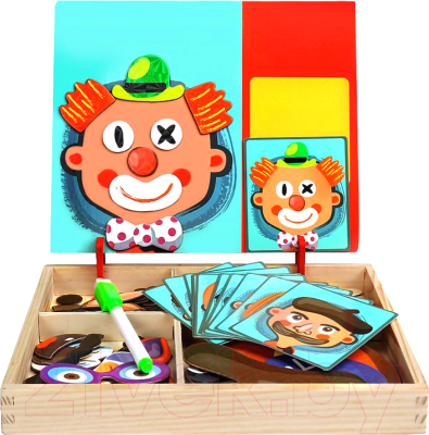 

Развивающая игра Toys, Смешные лица деревянная на магнитах / 277D-38