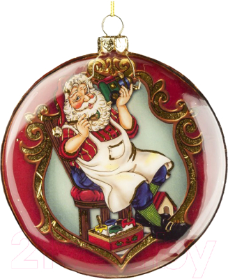 

Елочная игрушка Erich Krause, Красный;с рисунком, Decor Мастерская Санты медальон / 47656