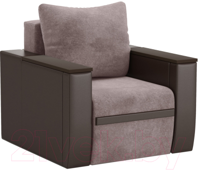 Кресло мягкое Sofos Атика NEW Тип D нераскладное (Cortex Latte/Teos Dark Brown/венге)