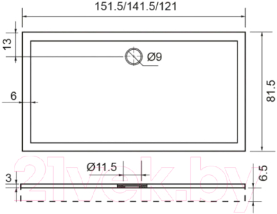 Душевой поддон Aquanet Beta 140x80 R / 171972 (с экраном)