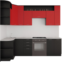 Кухонный гарнитур Артём-Мебель Виола СН-114 без стекла ДСП 1.5x2.6 Левая (красный/черный) - 