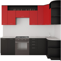 Готовая кухня Артём-Мебель Виола СН-114 без стекла ДСП 2.6x1.5 Правая (красный/черный) - 