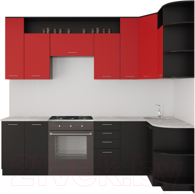 Готовая кухня Артём-Мебель Виола СН-114 без стекла ДСП 2.6x1.5 Правая (красный/черный)