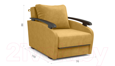 Кресло-кровать Sofos Оскар раскладное Тип A (Dallas Yellow/орех 91)