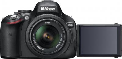 Зеркальный фотоаппарат Nikon D5100 Double Kit 18-55mm VR + 55-200mm VR - вид спереди, поворотный дисплей